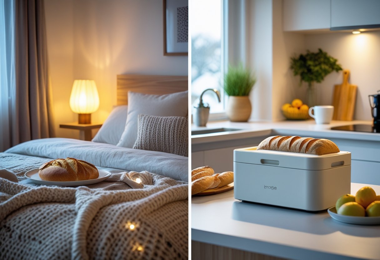 Sådan skaber du hygge i soveværelset med den rette belysning og en praktisk brødboks til køkkenet