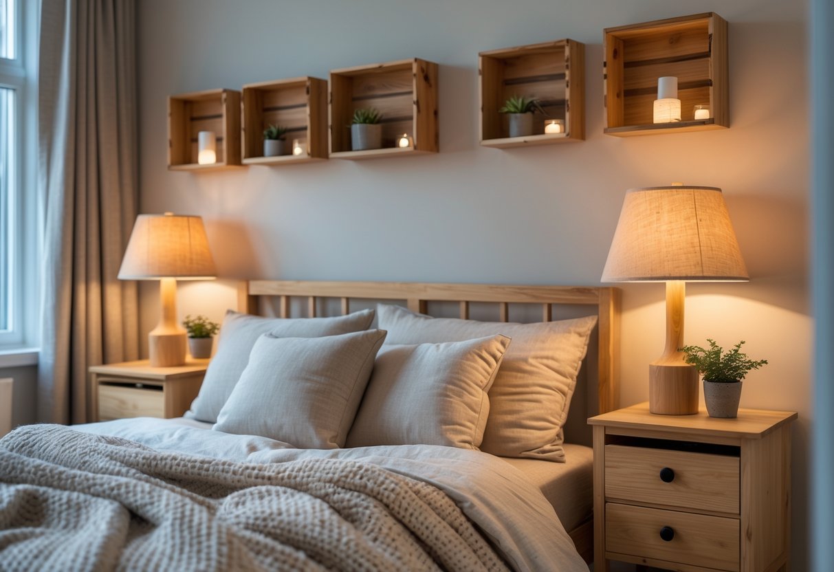 Sådan skaber du hygge i soveværelset med natbordslamper og sættekasser lavet af træ